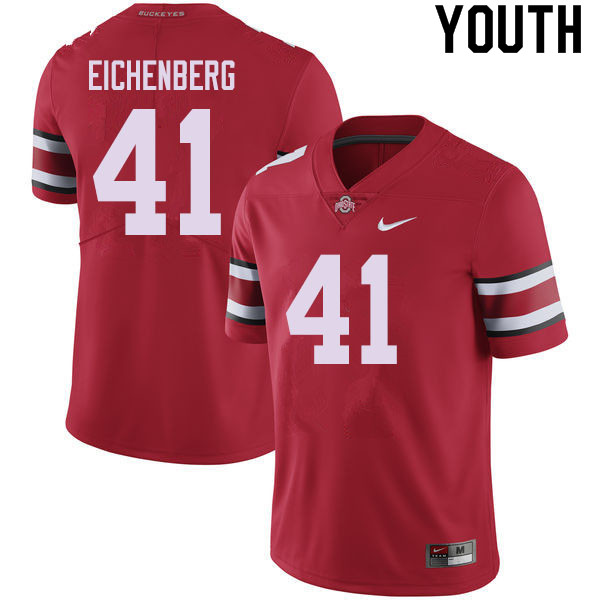 Youth Ohio State Buckeyes #41 Tommy Eichenberg Red Authentic College Stitched Football Jersey 23TN043DO